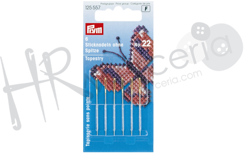 Aguja lanera sin punta Nº22 Prym 6 pz.