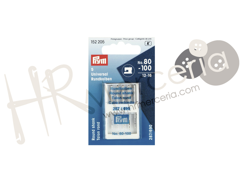 Aguja maquina TR Nº80 -100 152205 Prym 5 pz.