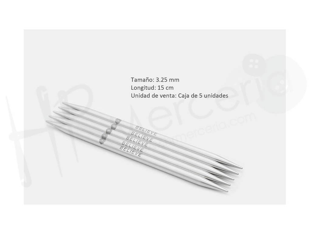 Aguja doble punta 15 cm 3.25 mm Mindful- Knitpro