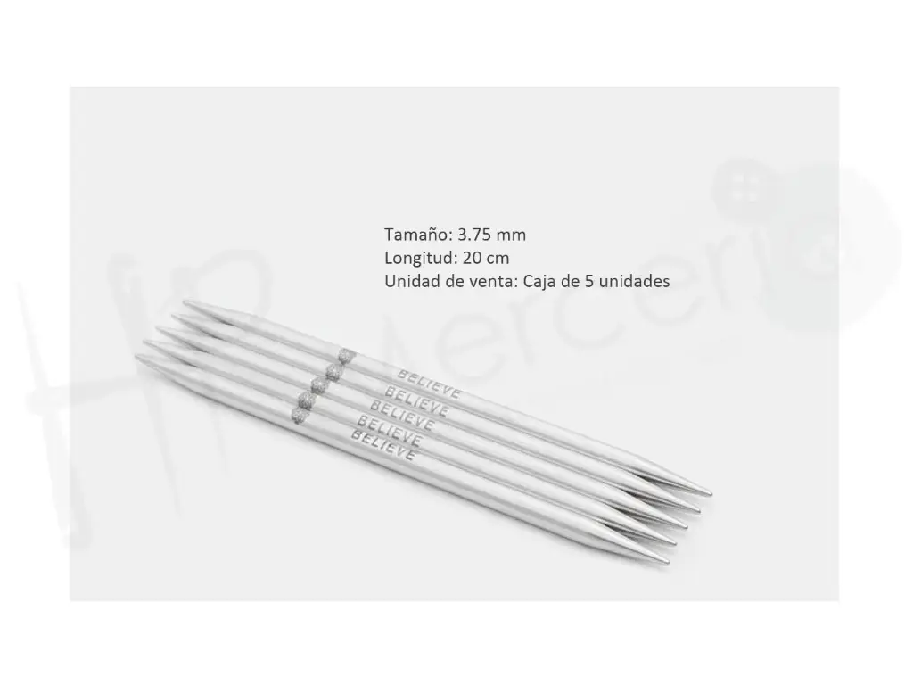 Aguja doble punta 20 cm 3.75 mm Mindful- Knitpro