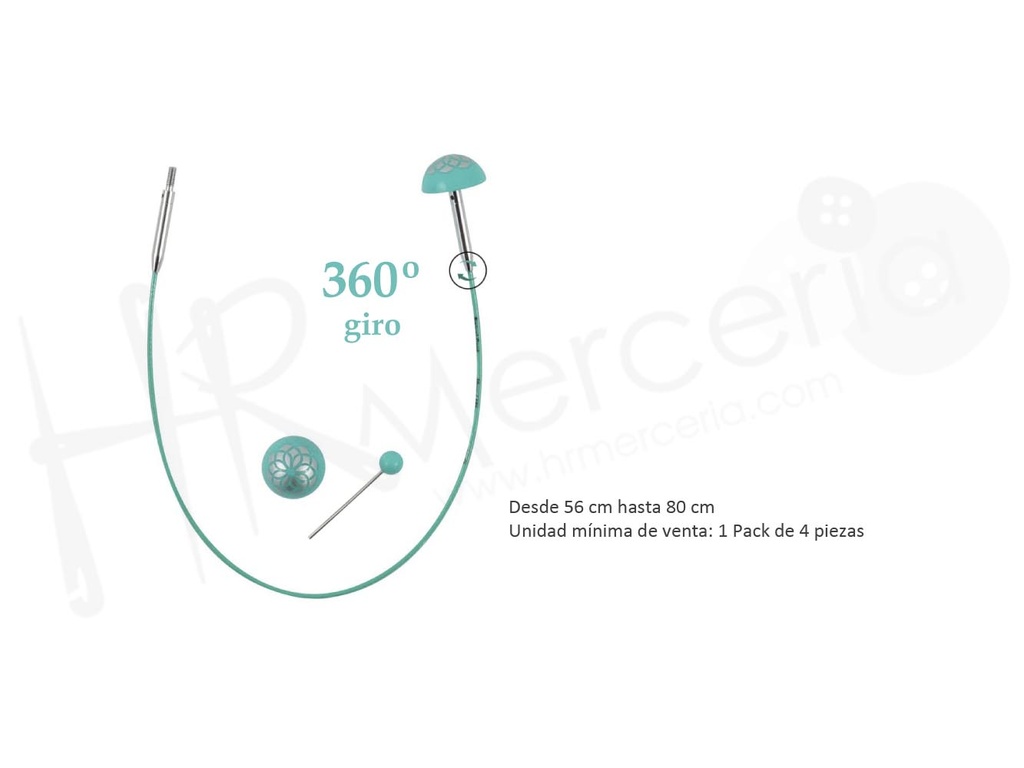 Cable giratorio desde 56 cm hasta 80 cm Mindful - Knitpro