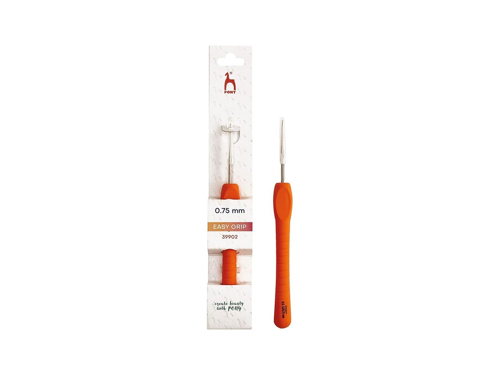 Aguja ganchillo acero Easy grip 14 cm 0,75 mm Pony