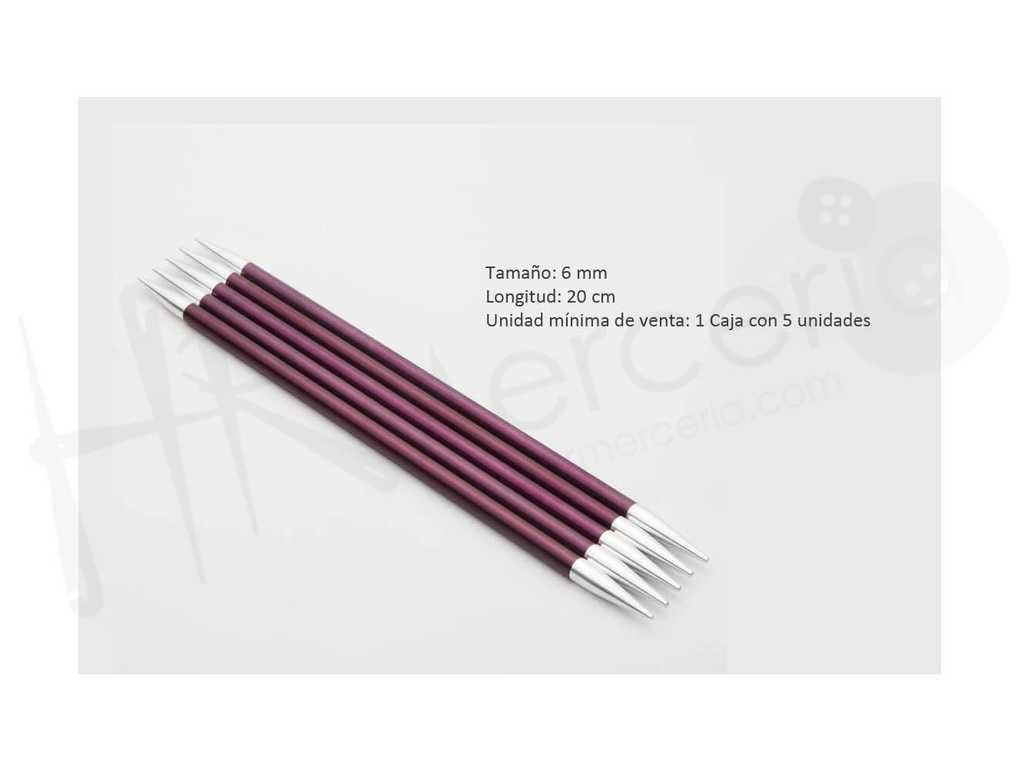 Aguja punta doble 20 cm 6.00 mm Zing - Knitpro
