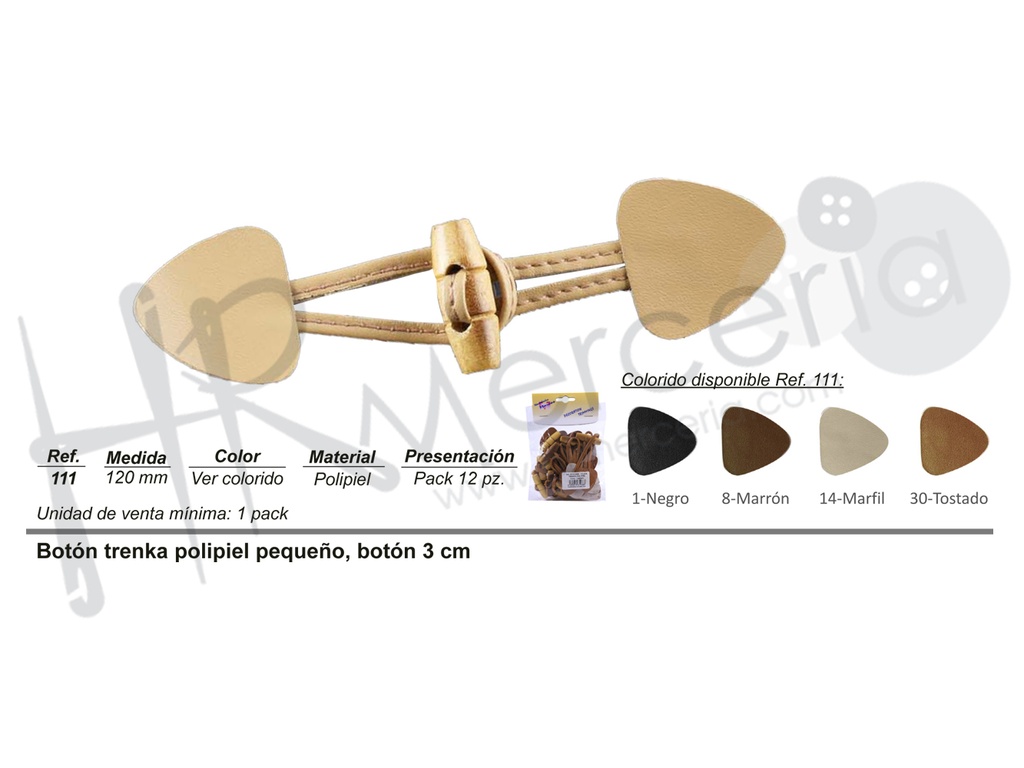 Boton trenka polipiel pequeño 111 Pack 12 ud.