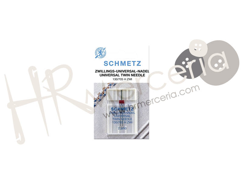 Aguja gemela 130/705 H ZWI GE25YCL Nº2,5/80 Schmetz 1 pz.