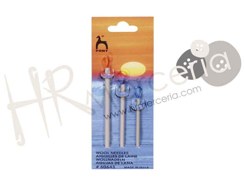 Aguja coser lana aluminio 60643 Pony 3 pz.