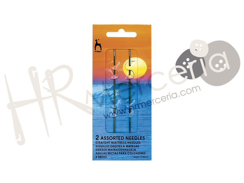 Aguja recta colchones Nº6-8 Pony 2 pz.