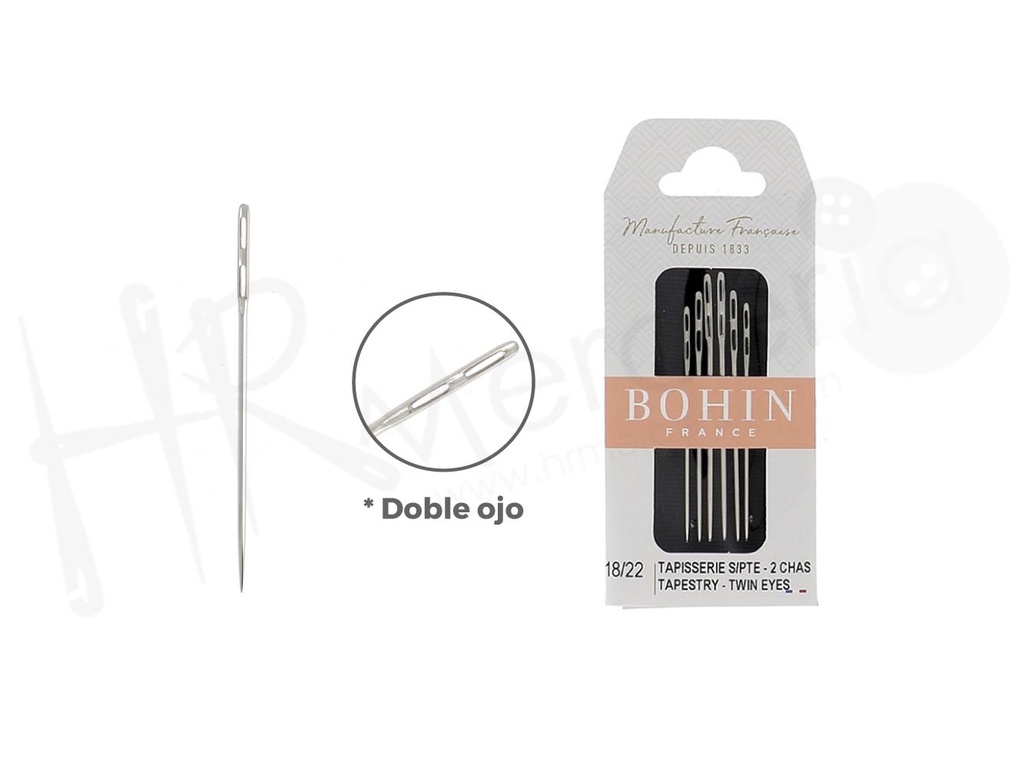 Aguja A42F bordar doble ojo  Nº18/22 Bohin 6 pz