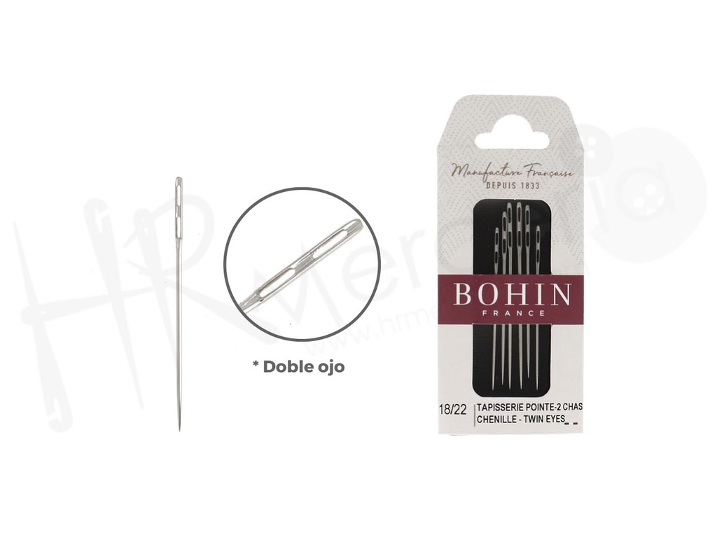Aguja A43F tapiceria doble ojo Nº 18/22 Bohin 6 pz