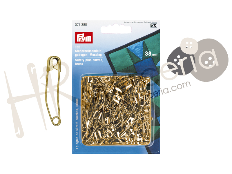 Imperdible curvado latón dorado Nº 2 Prym 150 pz.