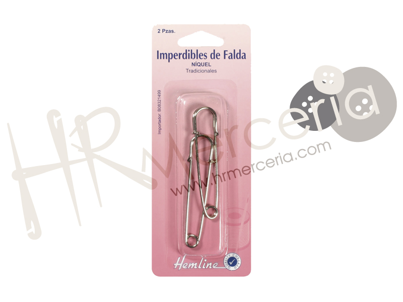Imperdible latón falda niquelado H412 Hemline 2 pz