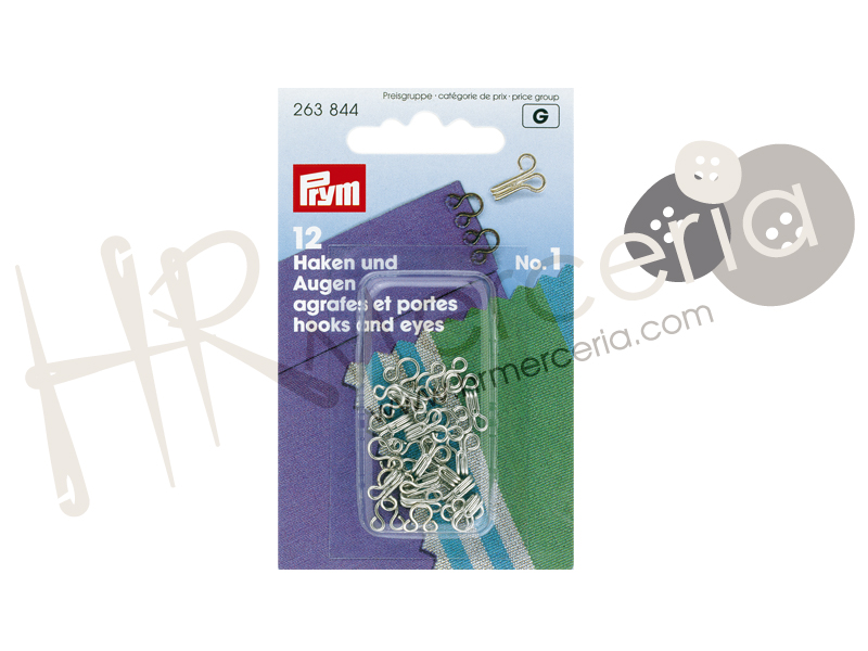 Corchete latón plata Nº 01 Prym 12 pz.