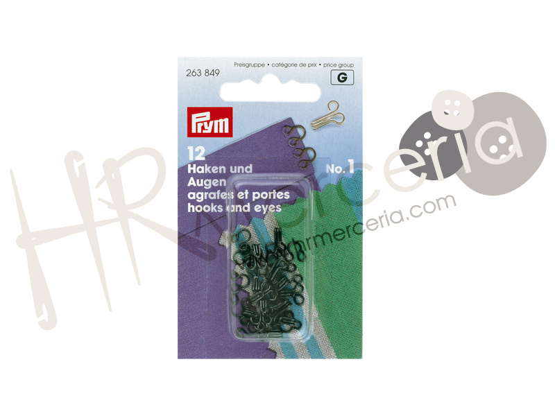 Corchete latón negro Nº 01 Prym 12 pz.
