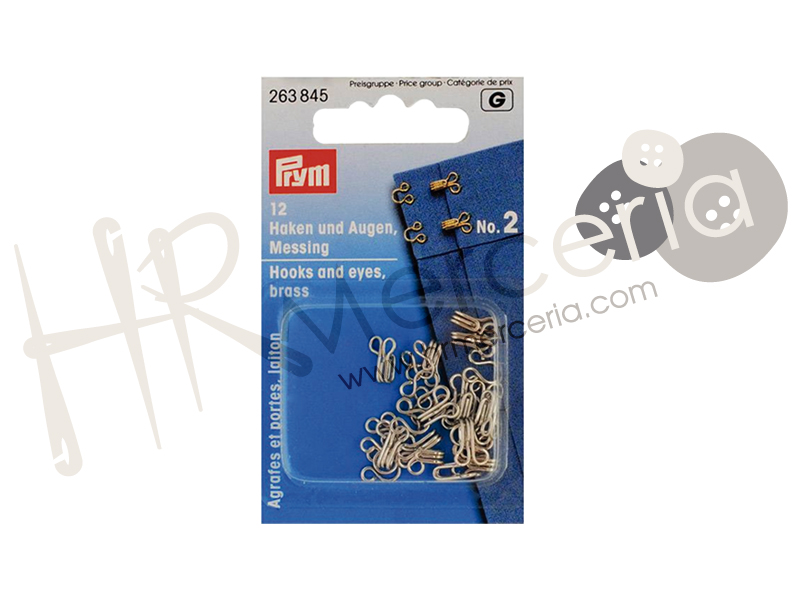 Corchete latón plata Nº 02 Prym 12 pz.