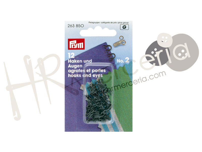 Corchete latón negro Nº 02 Prym 12 pz.