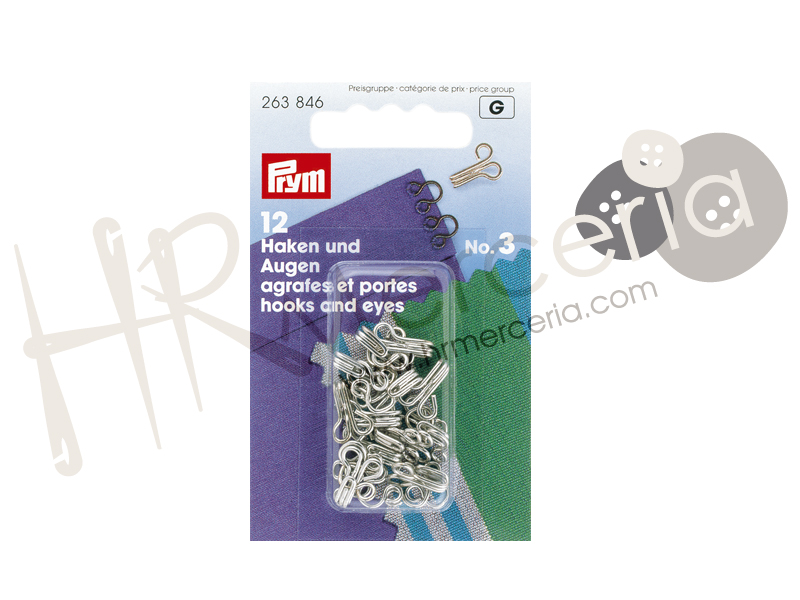 Corchete latón plata Nº 03 Prym 12 pz.