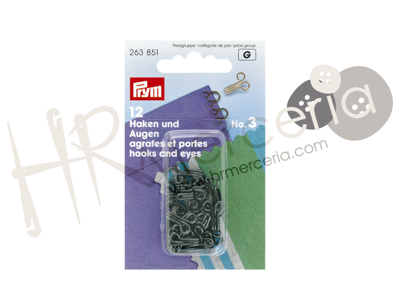 Corchete latón negro Nº 03 Prym 12 pz.