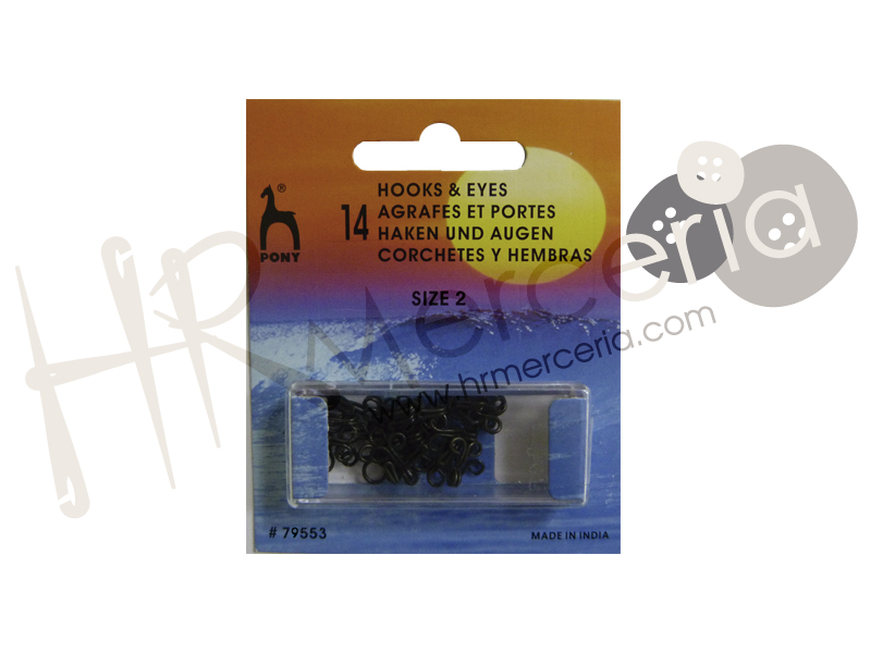 Corchete presilla latón negro Pony 14 pz.
