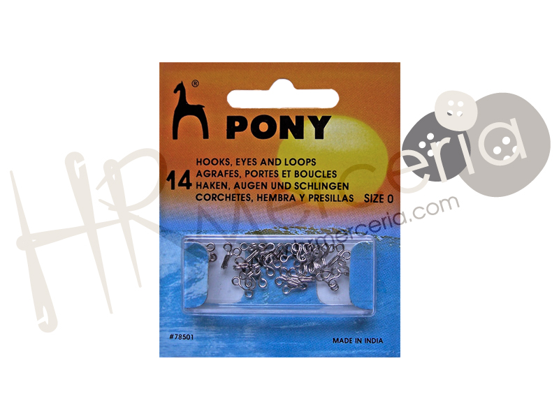 Corchete latón niquel Nº 0 Pony 14 pz.