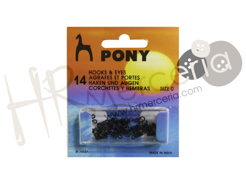Corchete latón negro Nº 0 Pony 14 pz.