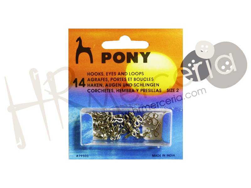 Corchete latón niquel Nº 2 Pony 14 pz.