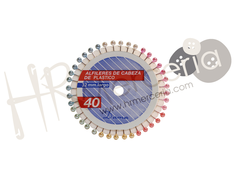 Alfiler cabeza plastico surt. perlado 199D Dama Pack 12