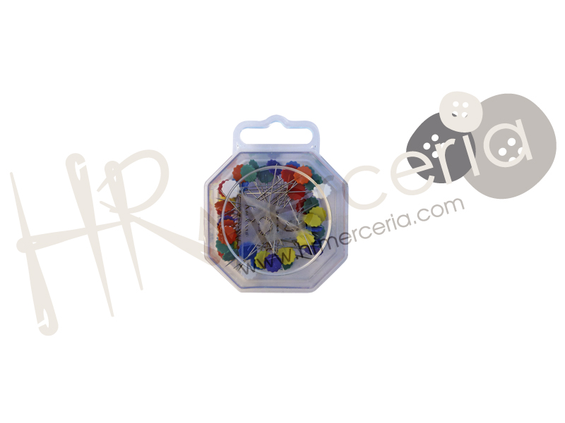 Alfiler hierro cabeza flor surtida Jabali 50 pz.
