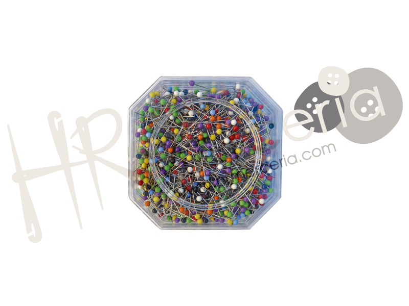 Alfiler cabeza plastico colores Jabali 1500 pz.