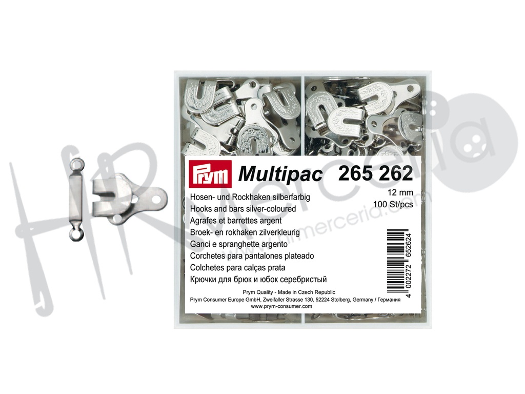 Corchete acero 12 mm plata 100 pz.