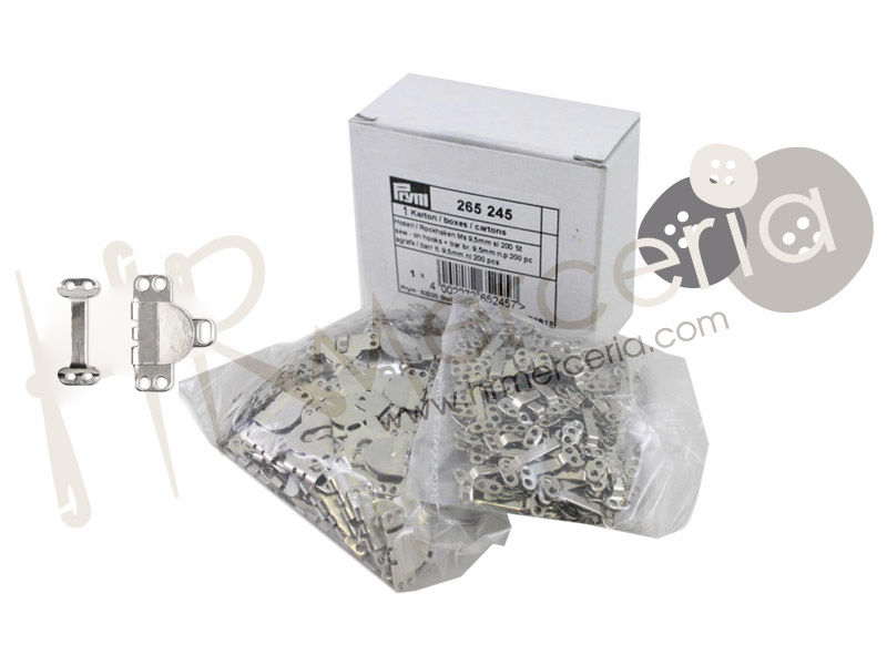 Corchete latón pantalón falda 9,5 mm plata 200 pz.