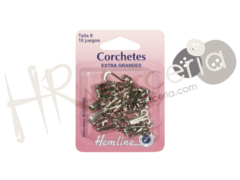Corchete extra grande negro Hemline 10 juegos