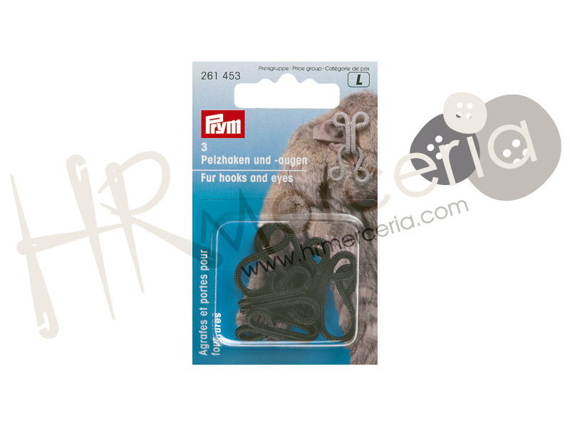 Corchete forrado peletería negro Prym 3 pz.