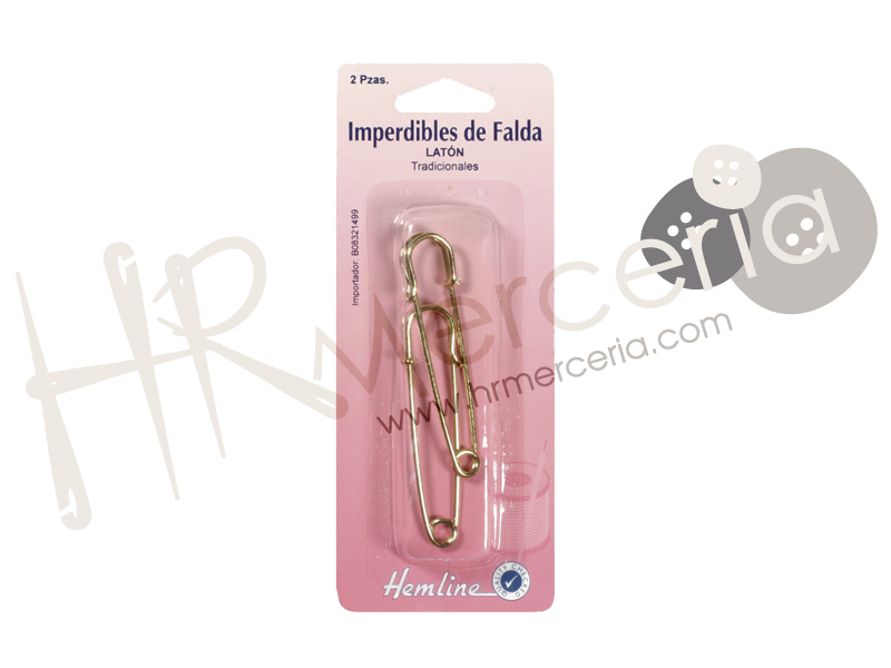 Imperdible latón falda dorado H411 Hemline 2 pz.
