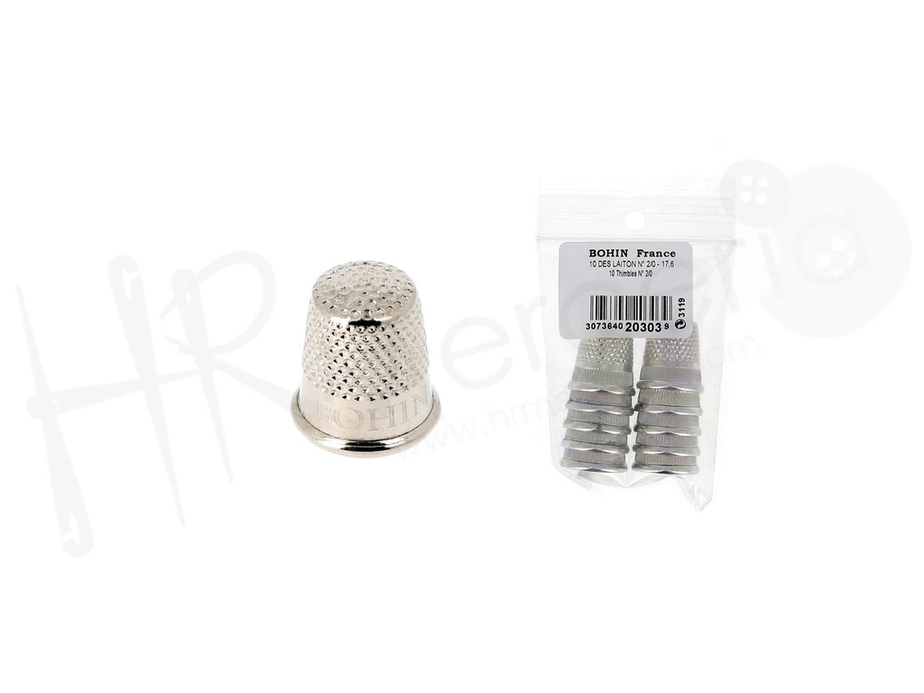 Dedal laton niq, costura clasica Nº2/0 Bohin pack 10 pz.