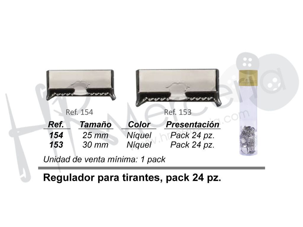 Regulador 154 para tirantes 25mm niquel 24 pz.