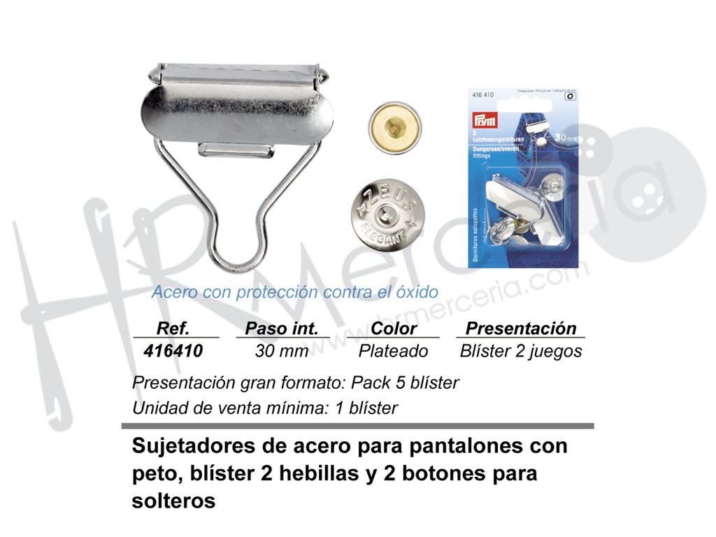 Hebilla peto 30 mm 416410 plata 2pz