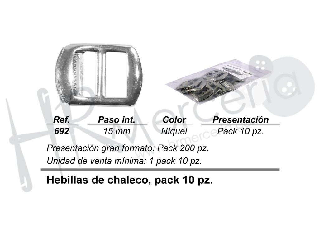Hebilla de chaleco niquel 692