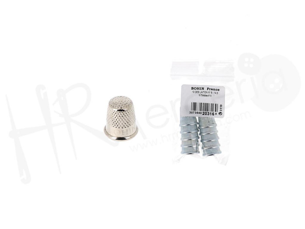 Dedal laton niq, costura clasica Nº6 Bohin pack 10 pz.