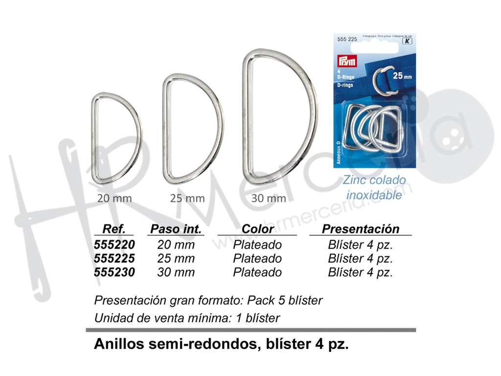 Anillos semi redondos 20 mm plata pack 4 pz