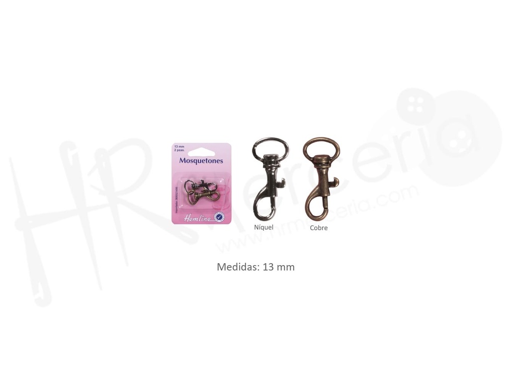 Mosqueton 13 mm pack 2 cobre y niquel