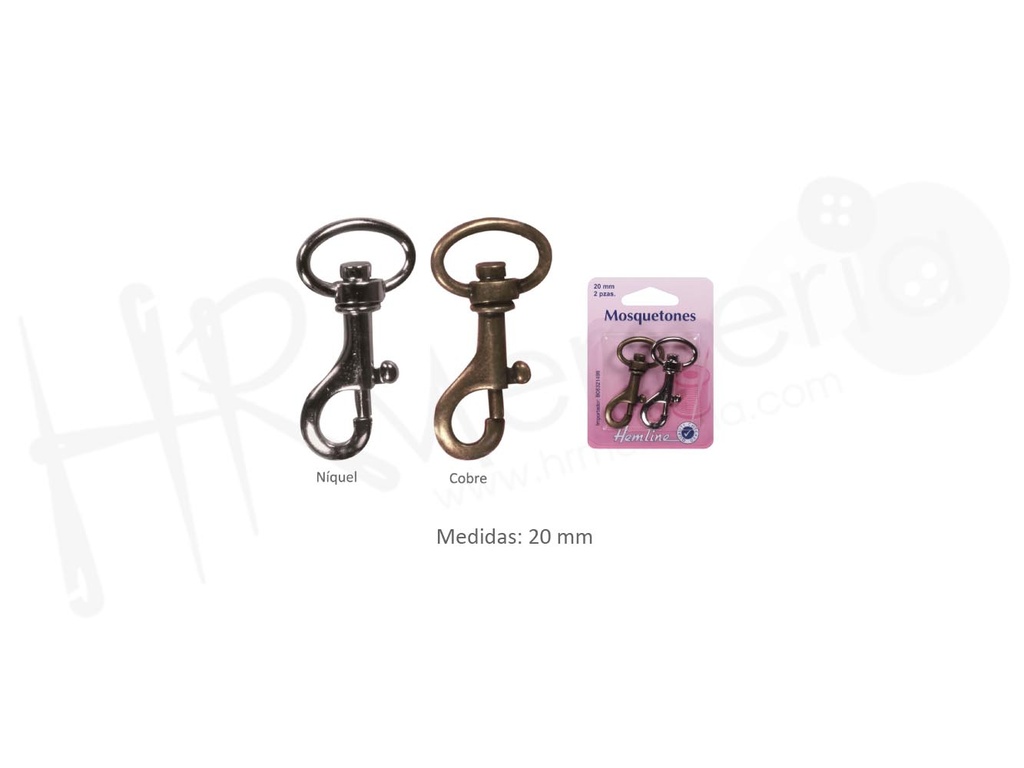 Mosqueton 20 mm pack 2 cobre y niquel
