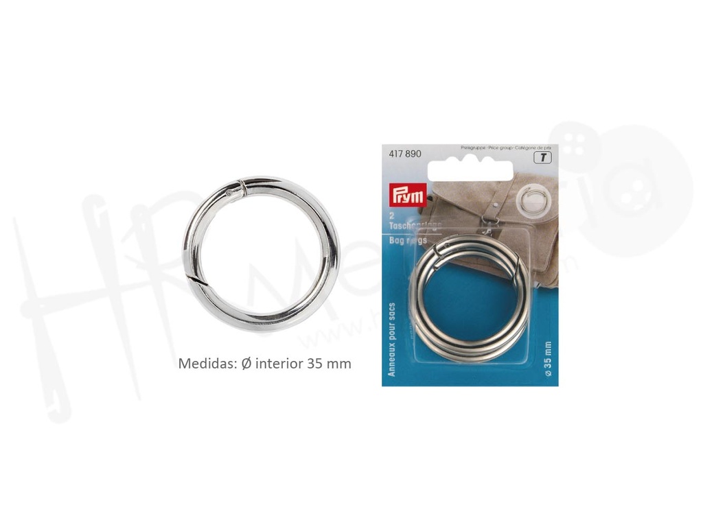 Anillos para bolsos 35mm plateado 2 pz