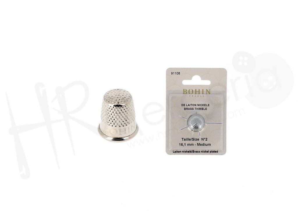 Dedal laton niq. costura clasica Nº2 Bohin blister 1 pz.