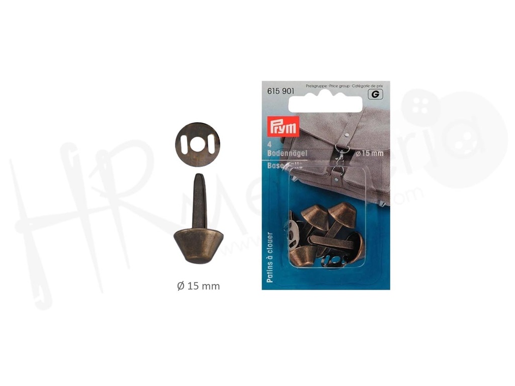 Clavijas para bases bolsos color laton viejo 15mm 615901