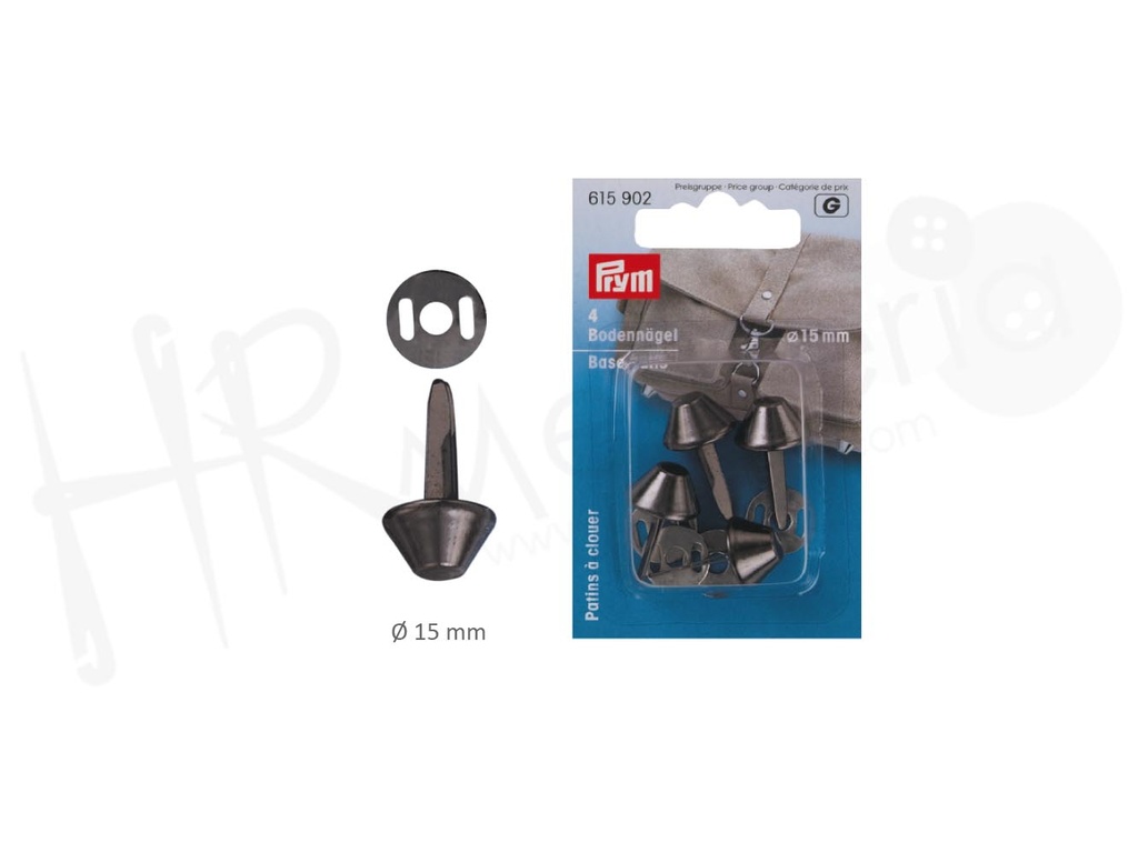 Clavijas para bases bolsos color plata vieja 15mm 615902