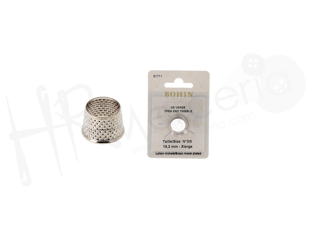 Dedal laton niq. abierto sastre Nº 3/0 Bohin Blister 1 pz.