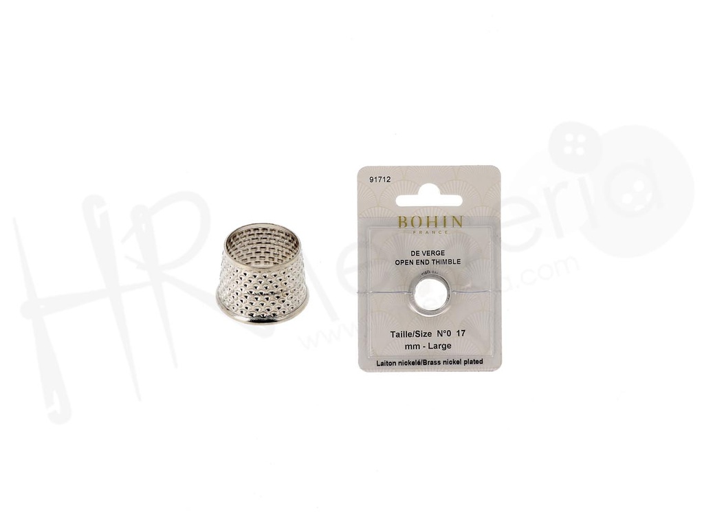 Dedal laton niq. abierto sastre Nº 0 Bohin Blister 1 pz.