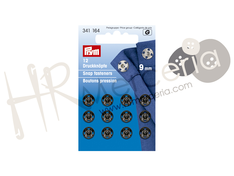 Broche presión latón inox 9 mm negro Prym 12 pz.