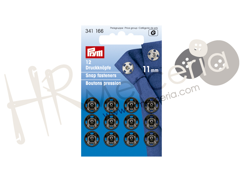 Broche presión latón inox 11 mm negro Prym 12 pz.