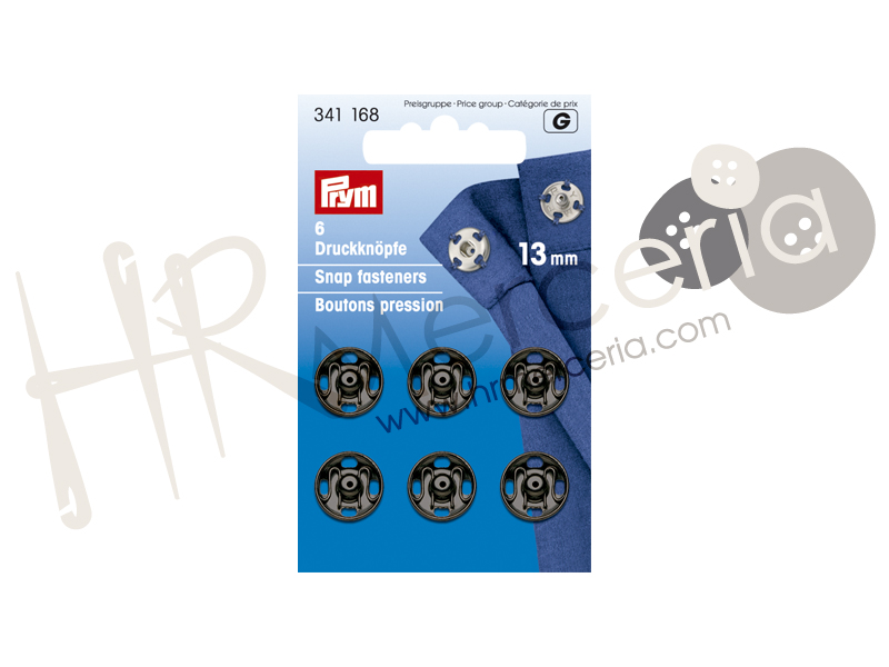 Broche presión latón inox 13 mm negro Prym 6 pz.